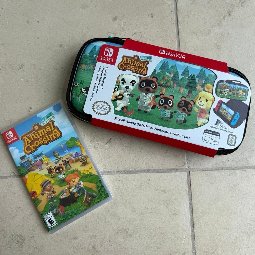 Nintendo Switch Animal Crossing New Horizons + Travel Case Bundle Deluxe Case